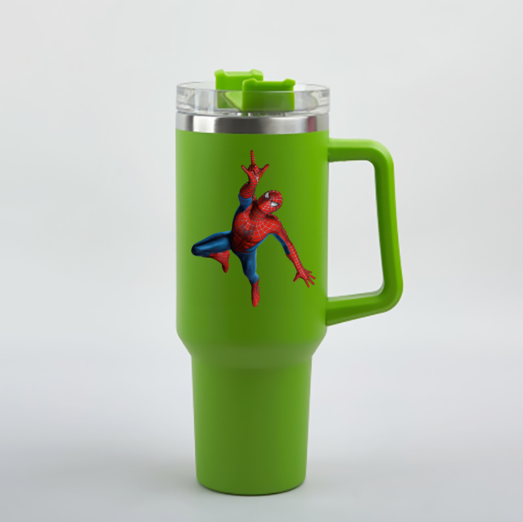 （画像用） Spider Man スパイダーマン 1200mL車用タンブラー - クリスタルステッカー（プラスチックストロー付き）